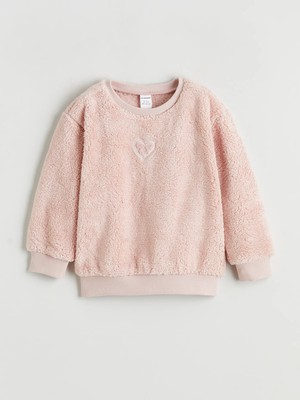 Lc Waikiki Yeni Sezon Kalp Nakışlı Kız Çocuk Pelüş Sweatshirt