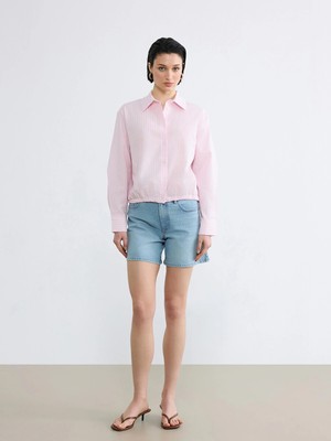 Lc Waikiki Yeni Sezon Çizgili Oversize Oxford Kadın Gömlek