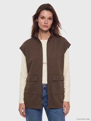 Lc Waikiki Yeni Sezon Dik Yaka Oversize Büzgülü Kadın Yelek