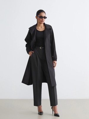 Lc Waikiki Yeni Sezon Kruvaze Yaka Oversize Kadın Trençkot