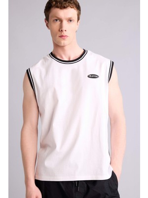 DeFacto %100 Pamuk Oversize Baskılı Beyaz Atlet G5631AX26SM