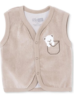 Hellobaby Erkek Bebek Yelek Hayvan Baskılı Çıtçıtlı V Yaka Atlet