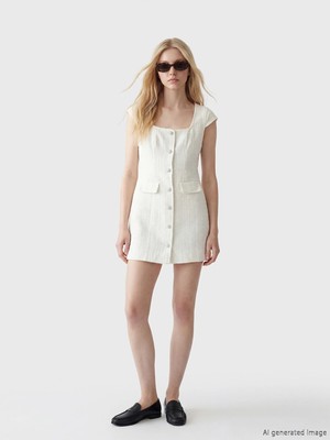Lc Waikiki Yeni Sezon Kare Yaka Tüvit Mini Elbise