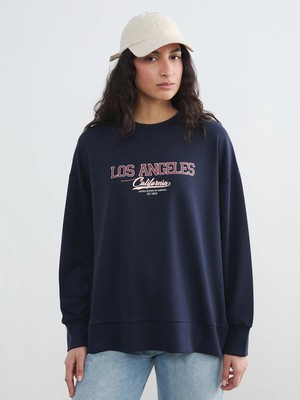 Lc Waikiki Yeni Sezon Los Angeles Baskılı Kadın Sweatshirt Tunik
