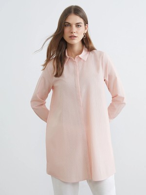Lc Waikiki Yeni Sezon Çizgili Poplin Kadın Gömlek Tunik