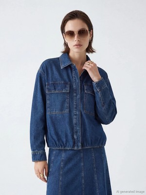 Lc Waikiki Yeni Sezon Gömlek Yaka Oversize Kadın Jean Ceket