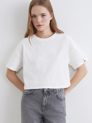 Lc Waikiki Yeni Sezon Bisiklet Yaka Kiraz Baskılı Kadın Crop