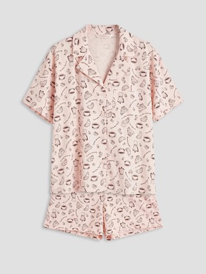 Lc Waikiki Yeni Sezon Gömlek Yaka Desenli Kadın Şortlu Pijama Takımı