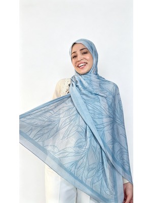 Lunara Scarf Bambu Yaprak Desenli Ipek Şal
