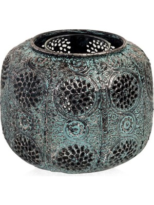 Paşabahçe Ajur Metal Tealight Mumluk L Turkuaz, Şık Dekoratif