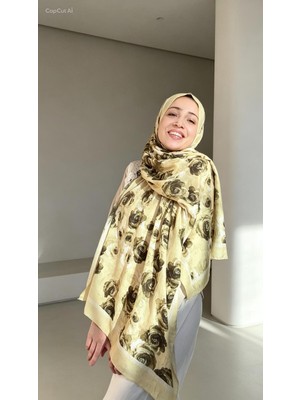 Lunara Scarf Bambu Yaprak Desenli Ipek Şal