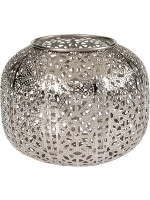 Paşabahçe Silver Ajur Metal Tealight Mumluk L, Şık Dekoratif