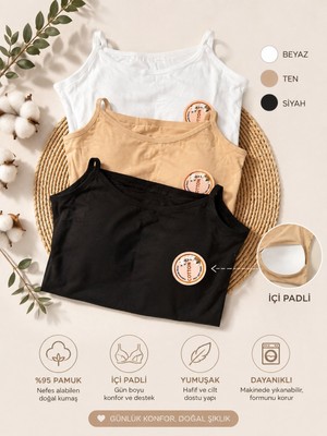 Intive Lingerie Intive Comfort Kota Ince Askılı Pamuklu Içi Padli Sütyensiz Giyilebilen Atlet