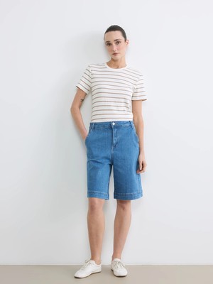 Lc Waikiki Yeni Sezon Yüksek Bel Bermuda Fit Kadın Jean Şortolon
