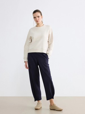 Lc Waikiki Yeni Sezon Loose Fit Kadın Pileli Süet Görünümlü Pantolon