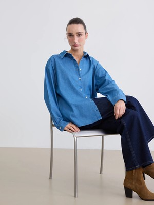 Lc Waikiki Yeni Sezon Oversize Kadın Jean Gömlek