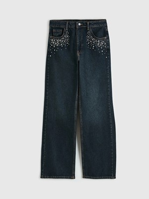 Lc Waikiki Yeni Sezon Taşlı Wideleg Kadın Jean Pantolon
