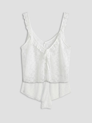 Lc Waikiki Yeni Sezon V Yaka Dantelli Kadın Şortlu Pijama Takımı