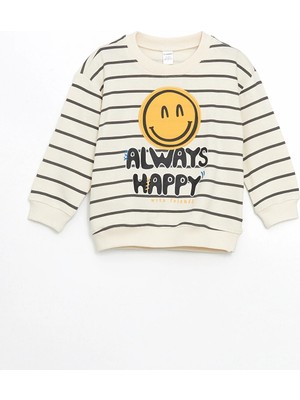 Lc Waikiki Yeni Sezon Bisiklet Yaka Baskılı Erkek Çocuk Sweatshirt