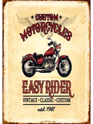 Lucena Retro Motosiklet Tasarımlı Ahşap Mdf Tablo Duvar Dekoru Eskitme Cafe Bar Garaj Genç Odası