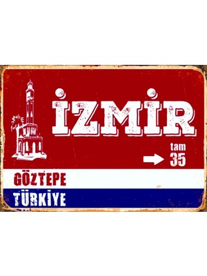 Lucena Izmir Göztepe Temalı Ahşap Mdf Tablo Duvar Dekoru Eskitme Dekoratif Tablo