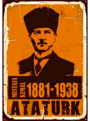 Lucena Atatürk Ahşap Mdf Tablo Mustafa Kemal 1881-1938 Duvar Dekoru Retro Ofis Tabelası Ev Hediyesi