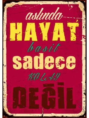 Lucena Retro Aslında Hayat Basit Ahşap Mdf Tablo Duvar Dekoru Eskitme Cafe Restoran Tabelası Ev Hediyesi