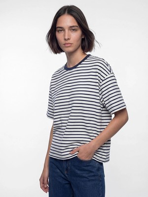 Lc Waikiki Yeni Sezon Çizgili Oversize %100 Pamuklu Kadın Tişört