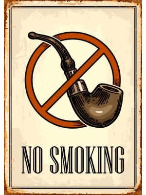 Lucena No Smoking Temalı Ahşap Mdf Tablo Duvar Dekoru Retro Eskitme Dekoratif Tablo