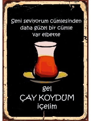 Lucena Gel Çay Koydum Içelim Ahşap Mdf Tablo Duvar Dekoru Eskitme Mutfak Cafe Kahve Köşesi
