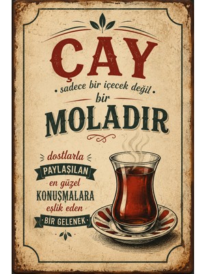 Lucena Retro Çay Temalı Mdf Tablo Nostaljik Duvar Dekoru Kahve ve Çay Köşesi Süsü