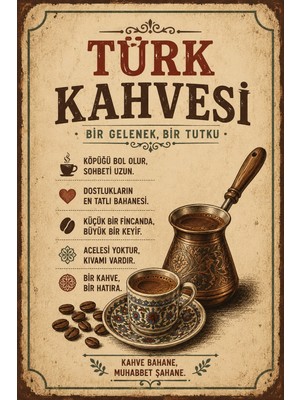 Lucena Retro Türk Kahvesi Mdf Tablo 20X30 cm – Vintage Kahve Duvar Dekoru