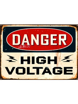 Lucena Danger High Voltage Ahşap Mdf Tablo Duvar Dekoru Eskitme Genç Odası Garaj Cafe Tabelası