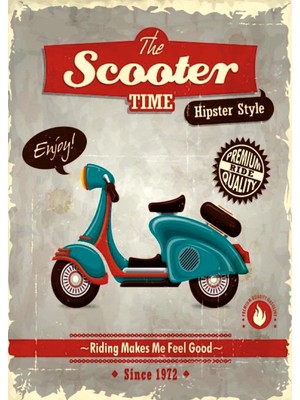 Lucena Nostaljik Scooter Tasarım Ahşap Mdf Tablo Duvar Tabelası Eskitme Dekoratif Tablo