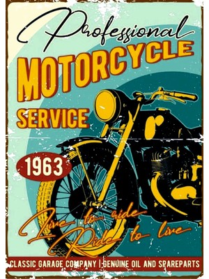 Lucena Professional Motorcycle Service Ahşap Mdf Tablo Duvar Dekoru Retro Eskitme Tablo Hediye