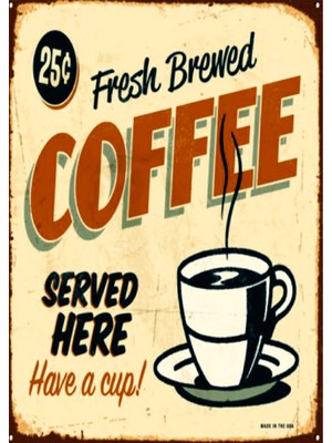 Lucena Fresh Brewed Coffee Ahşap Mdf Tablo Duvar Dekoru Eskitme Mutfak Cafe Kahve Köşesi