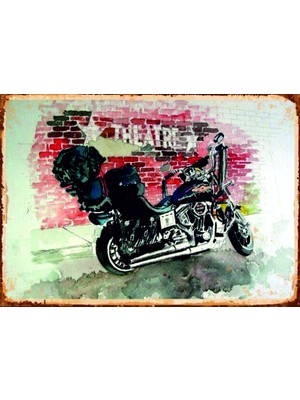 Lucena Motosiklet Temalı Ahşap Mdf Tablo Duvar Dekoru Retro Eskitme Dekoratif Tablo Ofis Hediye