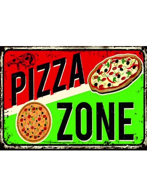 Lucena Pizza Zone Temalı Ahşap Mdf Tablo Duvar Dekoru Retro Eskitme Dekoratif Tablo