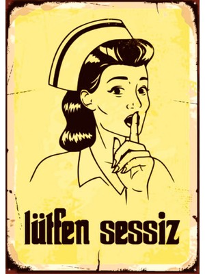 Lucena Lütfen Sessiz Yazılı Ahşap Mdf Tablo Duvar Dekoru Eskitme Dekoratif Tablo Ofis Klinik Hediyelik