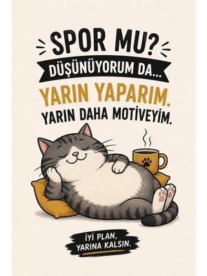 Lucena Yarın Yaparım Komik Yazılı Mdf Duvar Tablosu Retro Dekor 20X30 cm