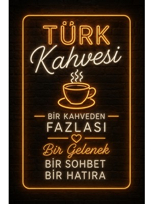 Lucena Türk Kahvesi Neon Yazılı Mdf Duvar Tablosu Kafe Mutfak Dekoru 20X30 cm