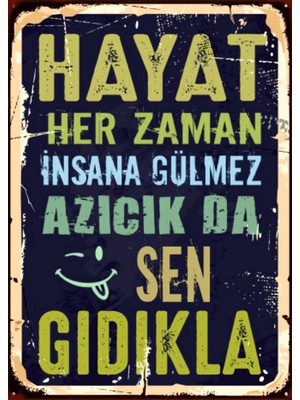 Lucena Esprili Hayat Her Zaman Gülmez Ahşap Mdf Tablo Duvar Dekoru Retro Cafe Tabelası Ev Hediyesi