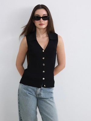 Lc Waikiki Yeni Sezon Petite Polo Yaka Kadın Triko Yelek