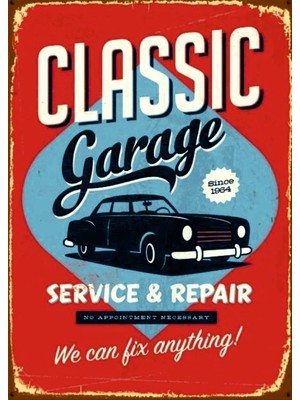 Lucena Classic Garage Ahşap Mdf Tablo Duvar Dekoru Retro Eskitme Dekoratif Tablo Ofis Hediyelik