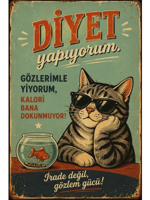 Lucena Retro Komik Diyet Duvar Tablosu Mdf Ahşap Dekoratif Poster Eğlenceli Mutfak ve Salon Dekoru