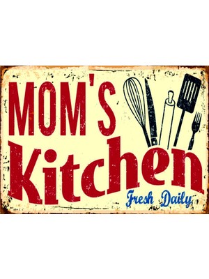 Lucena Mom's Kitchen Ahşap Mdf Mutfak Tablosu Duvar Dekoru Eskitme Dekoratif Tablo Hediyelik