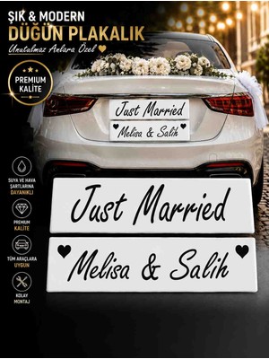 UAStudio Düğün Gelin Arabası Plakalık Düğün Malzemeleri Just Married Evleniyoruz Isim 2 Li