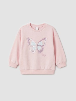 Lc Waikiki Yeni Sezon Kelebek  Payetli Kız Çocuk Sweatshirt