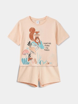 Lc Waikiki Yeni Sezon Baskılı Kız Çocuk Şortlu Pijama Takımı