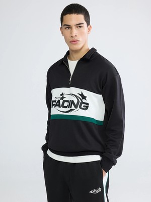 Lc Waikiki Yeni Sezon Polo Yaka Baskılı Erkek Sweatshirt
